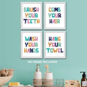 NWT Kids Bathrrom Decor Pictures, Set of 4
